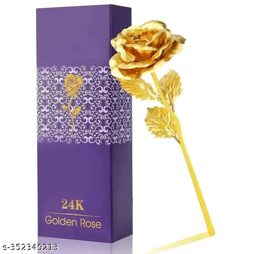 Artificial Golden 24K Gold Plated Rose Flower with Love Stand in Gift Box with Carry Bag Gift Idea for Your Wife, Girlfriend Husbands